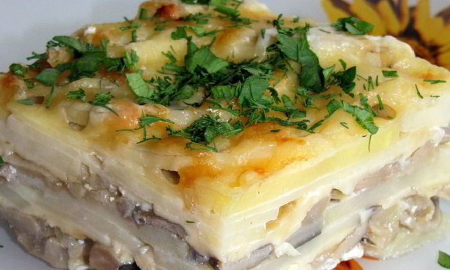 Рецепт картофельной запеканки с вешенками