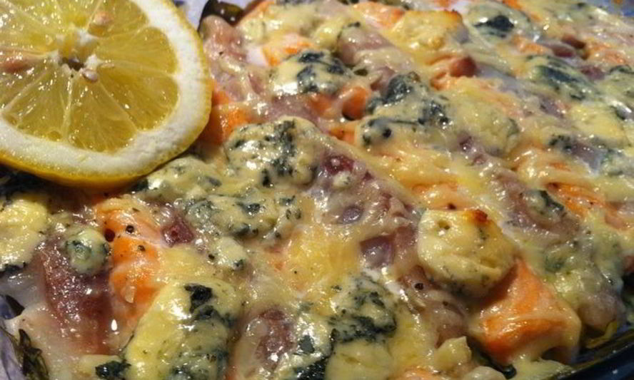 Рецепт полосатой рыбной запеканки