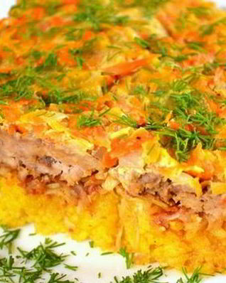 Рисовая запеканка с овощами и мясным фаршем