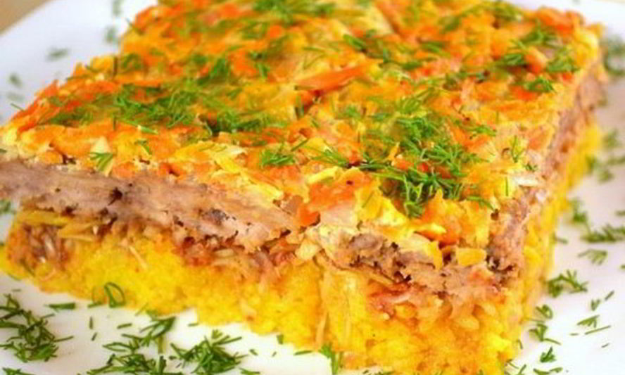 Рецепт рисовой запеканки с овощами и мясным фаршем