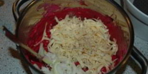 свекольная запеканка с макаронами