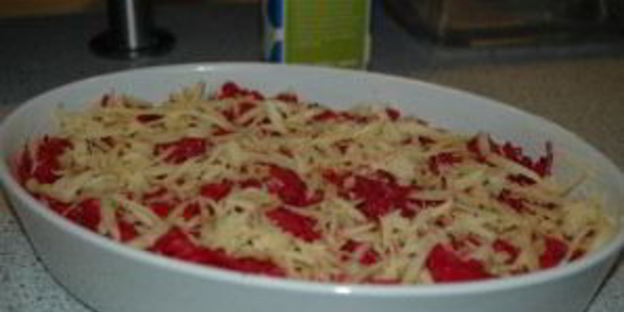 свекольная запеканка с макаронами