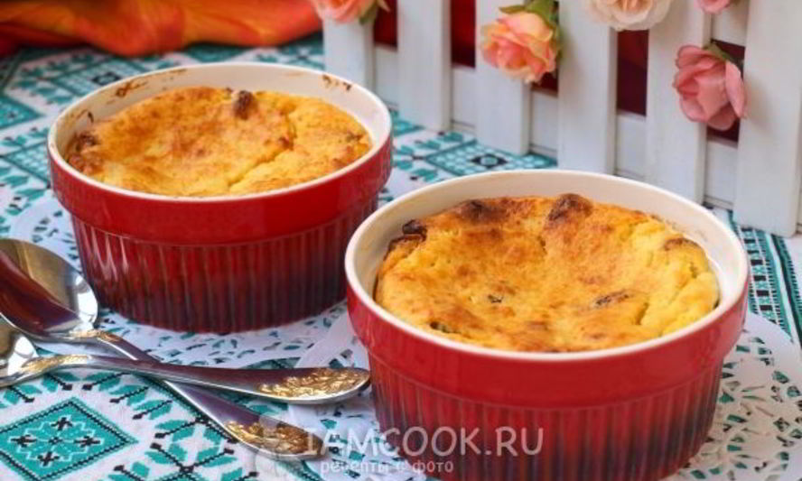 Рецепт творожной порционной запеканки с изюмом
