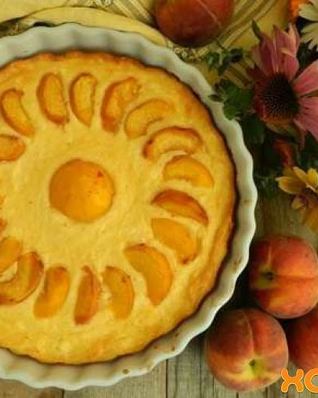 Творожная запеканка с персиками
