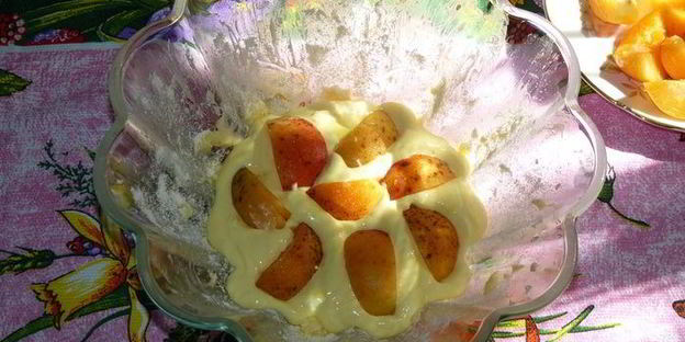 творожная запеканка-суфле с абрикосами