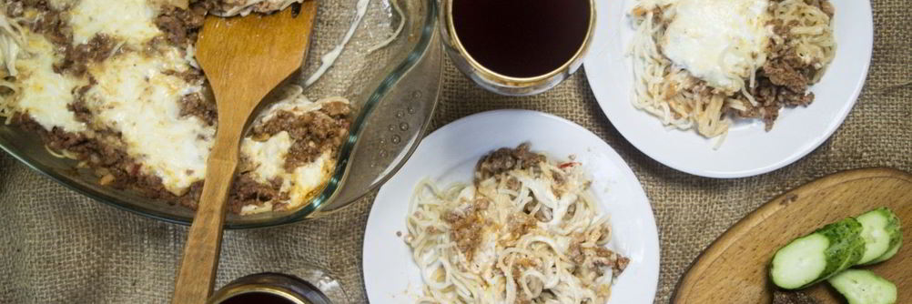 Запеканка из макарон с фаршем