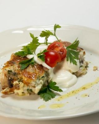 Запеканка из перловки с грибами