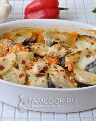 Запеканка из свежих овощей с фаршем