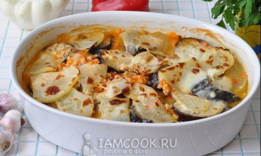Рецепт запеканки из свежих овощей с фаршем