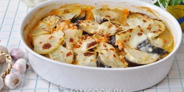 запеканка из свежих овощей с фаршем