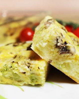 Запеканка с грибами и брокколи