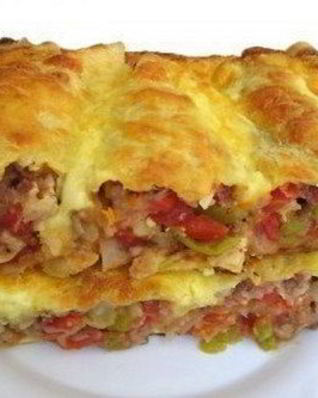 Запеканка с мясным фаршем в лаваше
