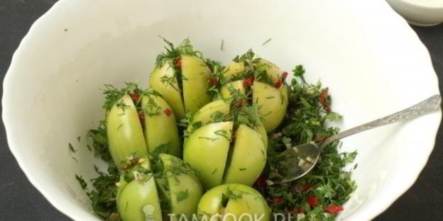фаршированные зеленые помидоры на зиму по-грузински