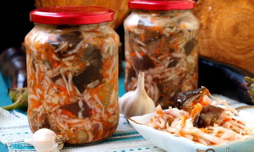 Рецепт капусты с баклажанами на зиму