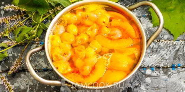 компот из персиков и винограда на зиму