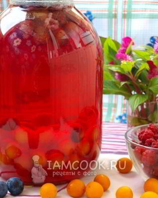 Компот из терна, алычи и малины на зиму