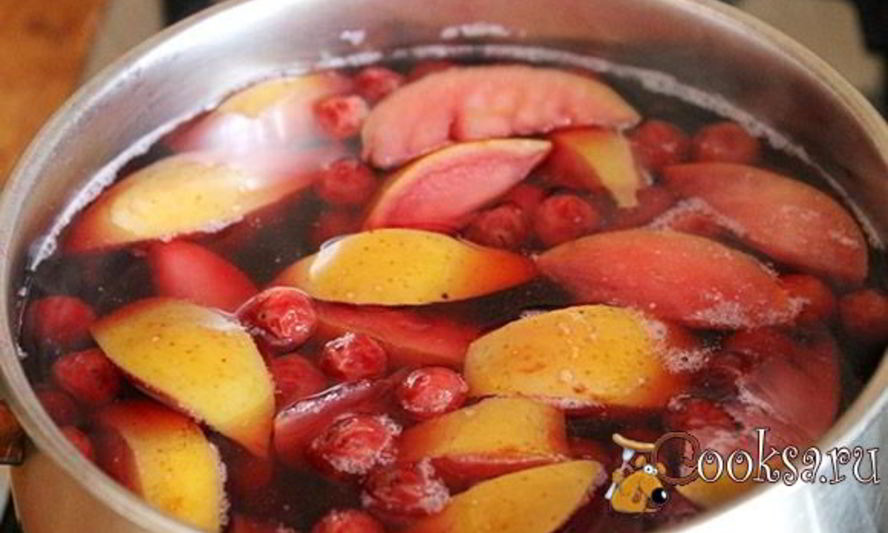 Рецепт компота из вишни и яблок на зиму