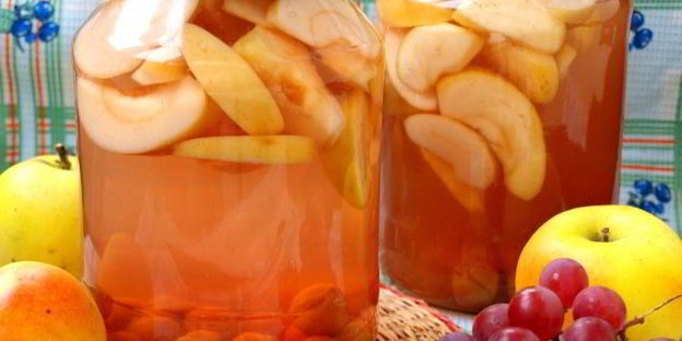 компот из яблок с виноградом на зиму