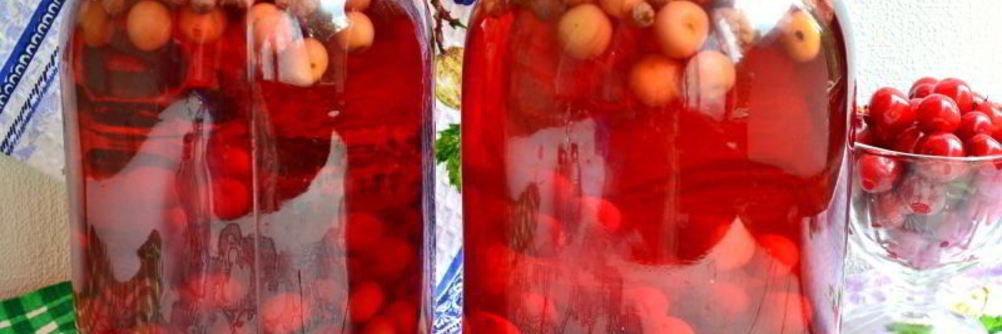 Вишнево-клубничный компот с мятой на зиму