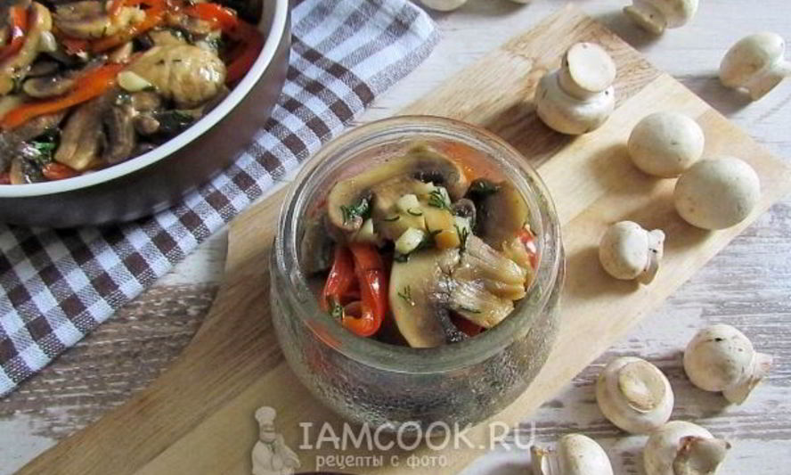 Рецепт маринованных шампиньонов со сладким перцем