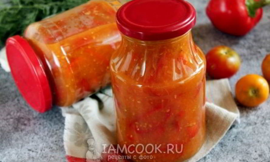 Рецепт сладкого перца в помидорах без масла на зиму