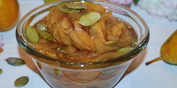 грушевое варенье с тыквенными семечками и имбирем