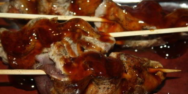 конверты из утиных грудок с голубым сыром и малиновым конфитюром