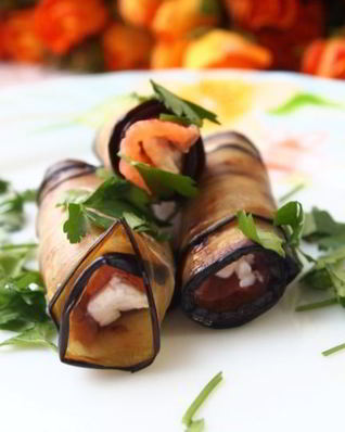 Баклажаны с форелью и сыром