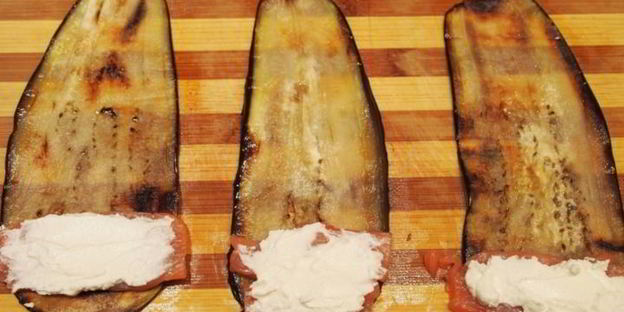 баклажаны с форелью и сыром