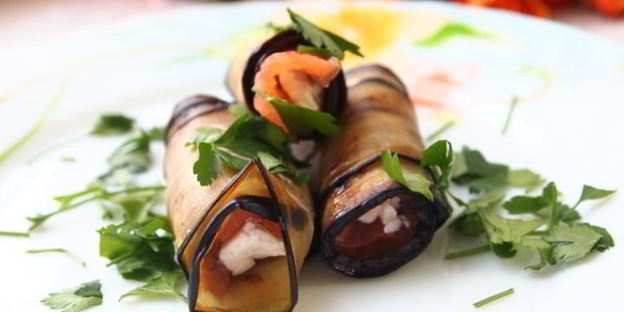 баклажаны с форелью и сыром