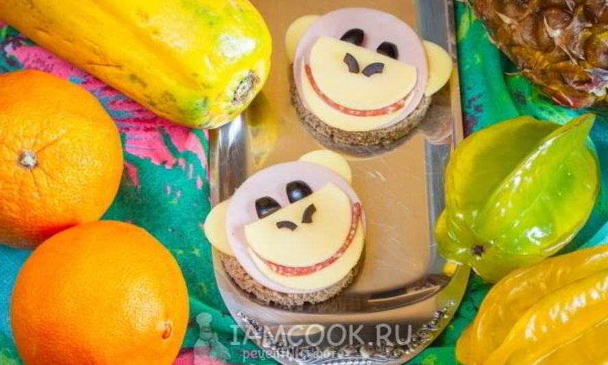 Рецепт бутерброда обезьяна с сыром и колбасой