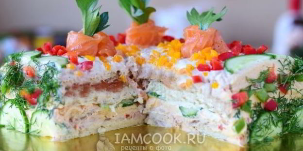 бутербродный торт праздничный