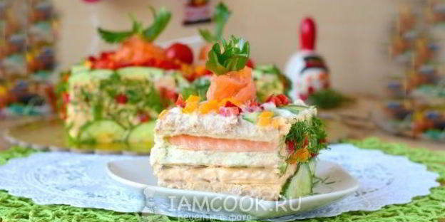 бутербродный торт праздничный