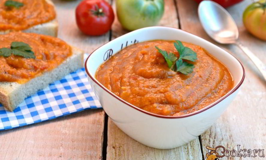 Рецепт овощной икры с зелеными помидорами в мультиварке