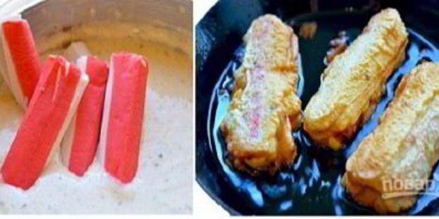 крабовые палочки в кляре с сыром