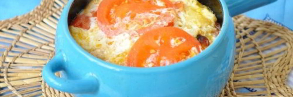 Омлет с горбушей в духовке в горшочке