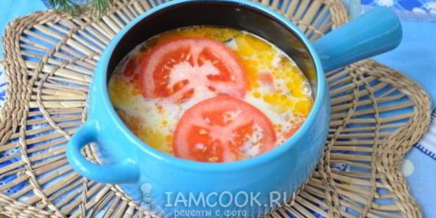 омлет с горбушей в духовке в горшочке