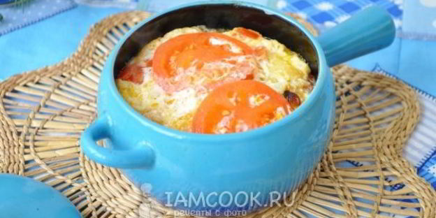 омлет с горбушей в духовке в горшочке