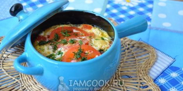 омлет с горбушей в духовке в горшочке