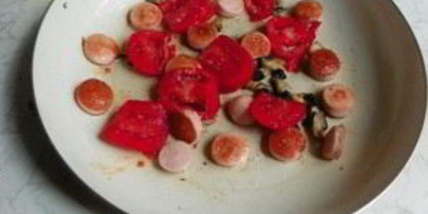 омлет с грибами и помидорами