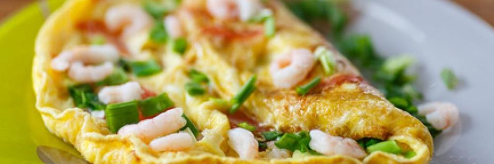 Омлет с креветками и зеленым луком