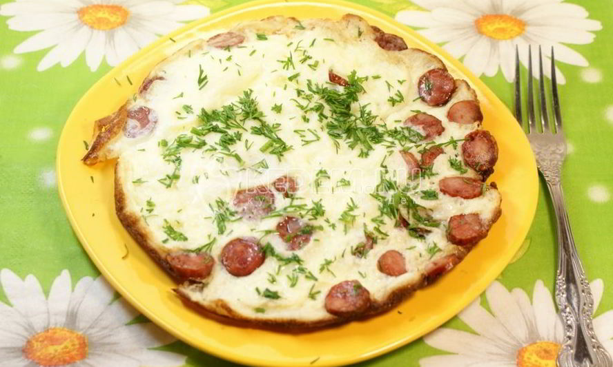 Рецепт омлета с охотничьей колбаской