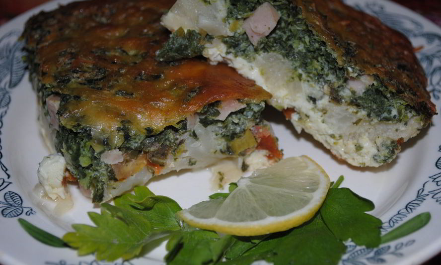 Рецепт омлета с цветной капустой и шпинатом