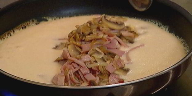 омлет с ветчиной и шампиньонами