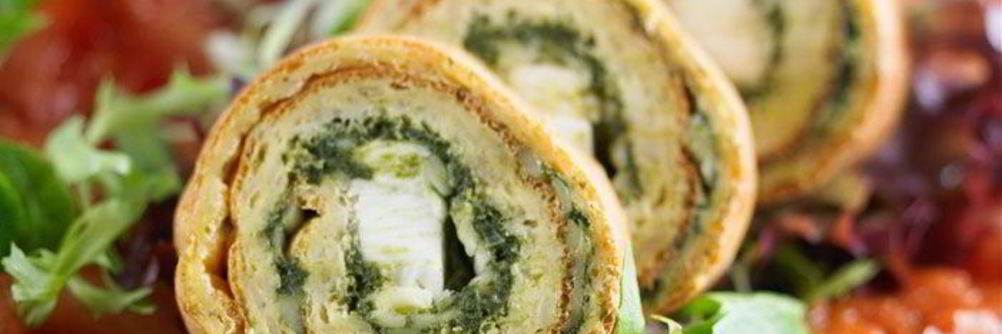 Омлетные трубочки со шпинатом и хлопьями