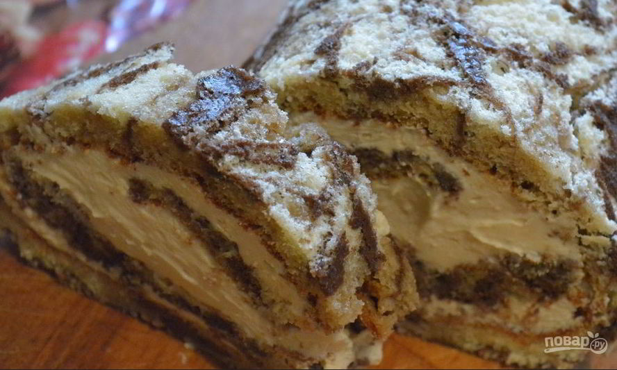 Рецепт бисквитного рулета мраморного