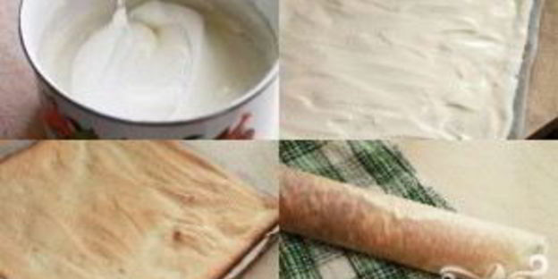 бисквитный рулет с клубникой