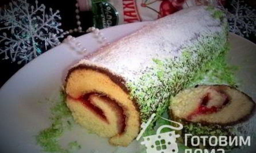 Рецепт бисквитного рулета зимнего