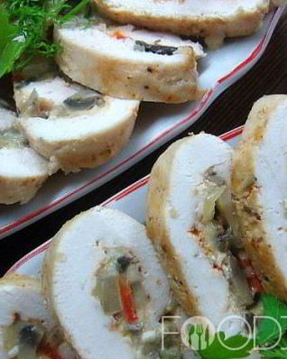 Куриный рулет с грибами