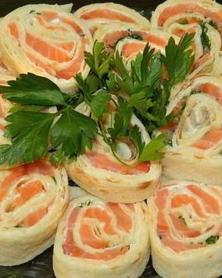 Лавашный рулет с семгой Трехслойный